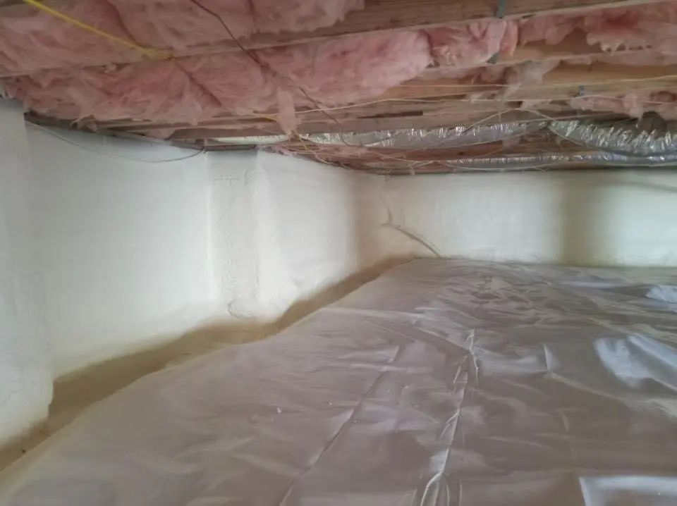Crawl space encapsulation with closed-cell spray foam for Attic Insulation in Johns Creek